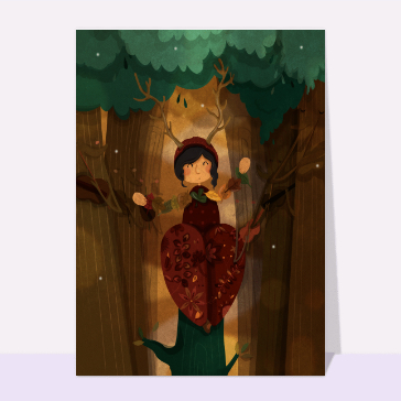 Fille des feuilles d'automne dans la for&ecirc;t