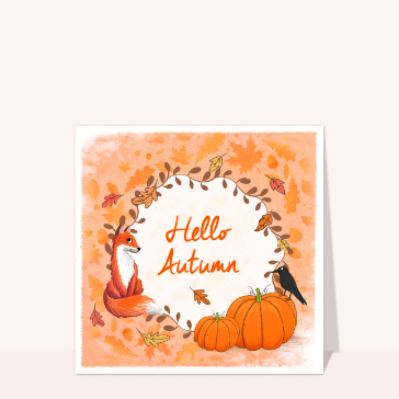 Automne chaleureux avec renard et citrouilles