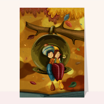 Rires chaleureux sous les feuilles d'automne