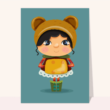 Petite fille en bonnet d'ours adorable