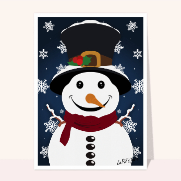Bonhomme de neige souriant en pleine neige