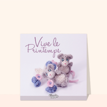 Souris en laine, vive le printemps fleuri
