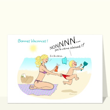 Cr&egrave;me solaire et rires en vacances &agrave; la plage