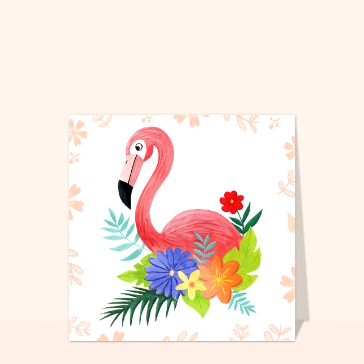 Flamant rose au c&oelig;ur des fleurs d'&eacute;t&eacute;