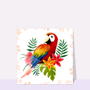 Perroquet color&eacute; et fleurs exotiques d'&eacute;t&eacute;