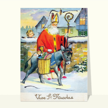 Saint Nicolas empruntant le chemin enneig&eacute;