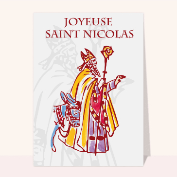 Saint Nicolas en costume color&eacute; et joyeux