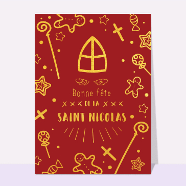 Carte festive de la Saint Nicolas dor&eacute;e