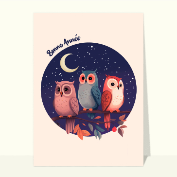 Hiboux mignons sous la lune pour 2026