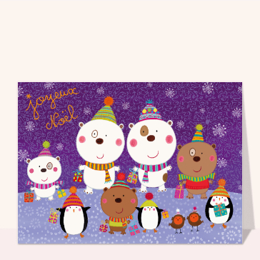 Ours et pingouins en f&ecirc;te de No&euml;l
