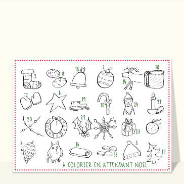 Carte de No&euml;l &agrave; colorier pour enfants
