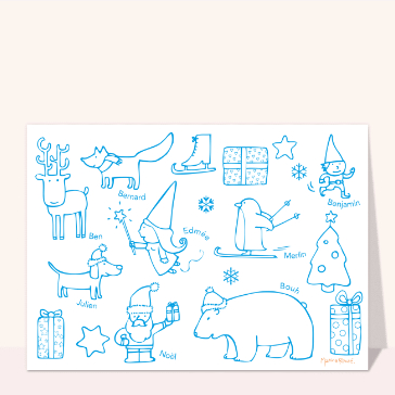 No&euml;l amusant avec animaux et lutins joyeux