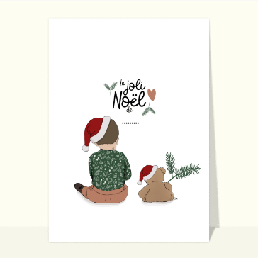 Joli No&euml;l avec enfant et ours en peluche