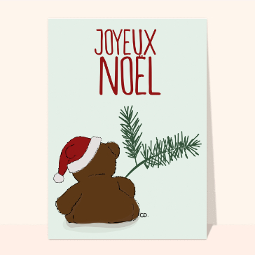 Joyeux No&euml;l avec un ours en peluche mignon