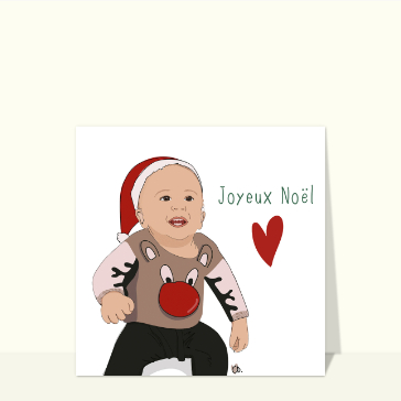Joyeux No&euml;l avec un enfant en renne