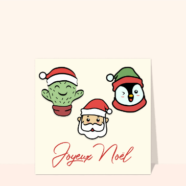 Joyeux No&euml;l avec cactus et amis festifs