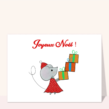 Joyeux No&euml;l avec une souris &agrave; cadeaux