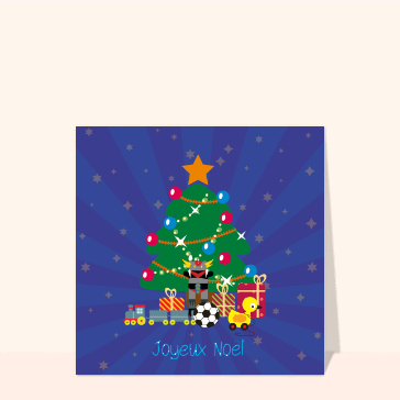 Joyeux No&euml;l avec un arbre d&eacute;cor&eacute; et des jouets