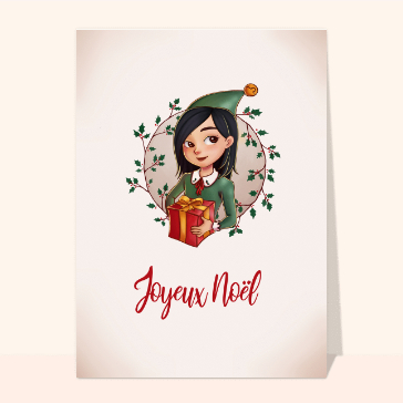 Joyeux No&euml;l avec une petite fille et un cadeau