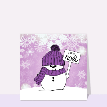 Bonhomme de neige souriant en violet festif