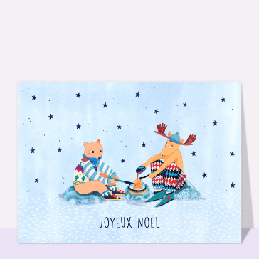 Joyeux No&euml;l avec un ours et un renne festifs