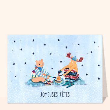 Ours et renne joyeux pour des f&ecirc;tes d'hiver