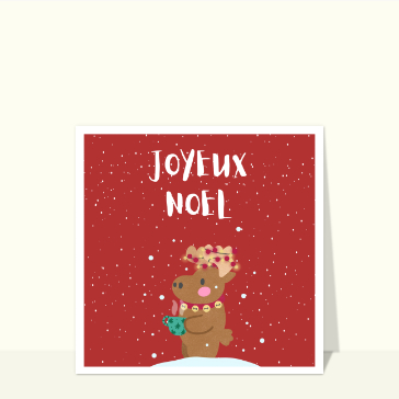 Joyeux No&euml;l avec un renne amusant sous la neige