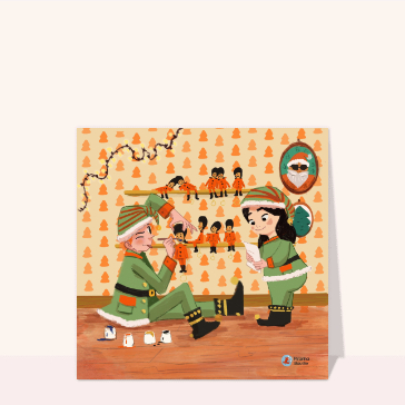Lutins en pleine cr&eacute;ation de jouets de No&euml;l
