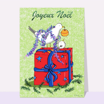 Oiseaux amusants et cadeaux de No&euml;l joyeux
