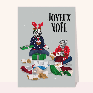 No&euml;l humoristique avec animaux en f&ecirc;te