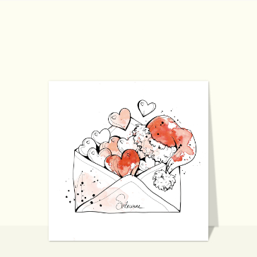 Enveloppe d'amour et de c&oelig;urs pour No&euml;l