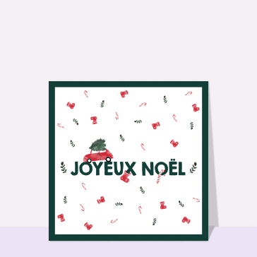 No&euml;l en voiture rouge avec sapin festif