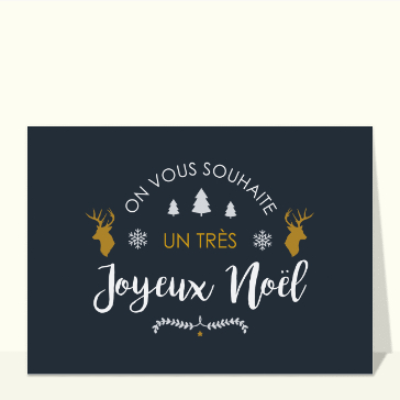 Joyeux No&euml;l avec cerfs et flocons d'hiver