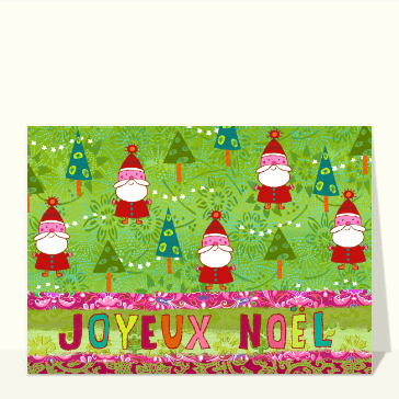 P&egrave;re No&euml;l et sapins color&eacute;s en f&ecirc;te