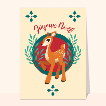 Joyeux No&euml;l avec une biche dans la for&ecirc;t