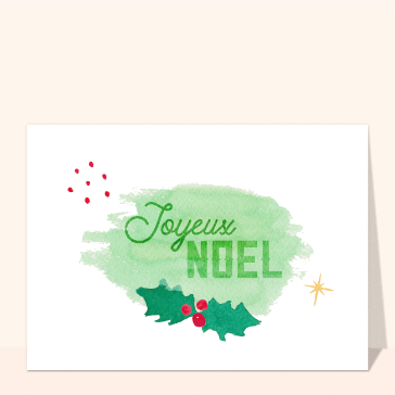 Joyeux No&euml;l aquarelle festive et v&eacute;g&eacute;tale