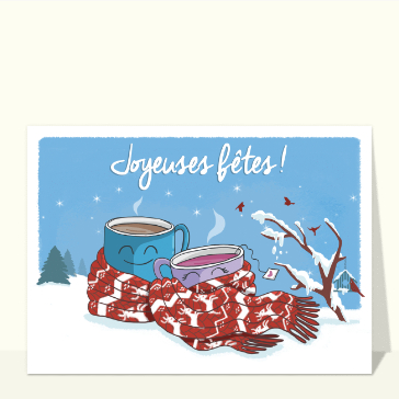 Tasse de chocolat chaud et flocons enneig&eacute;s