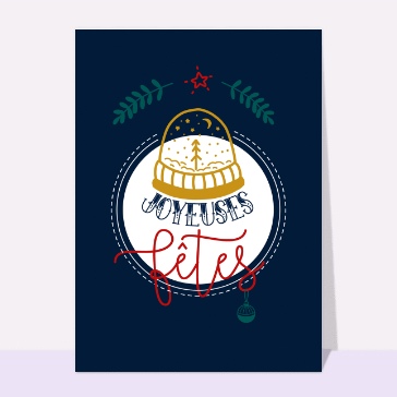 Joyeuses f&ecirc;tes dans une boule de neige festive