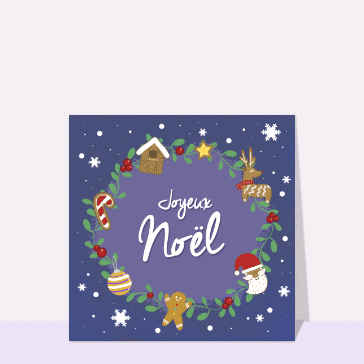 Joyeux No&euml;l avec couronne d&eacute;corative festive