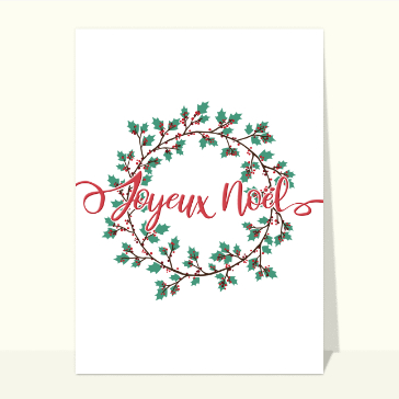 Joyeux No&euml;l avec couronne de houx traditionnelle