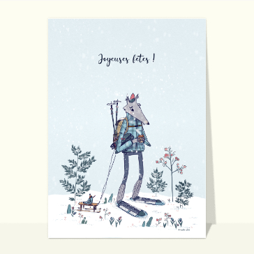 Renard dans la neige pour des f&ecirc;tes joyeuses
