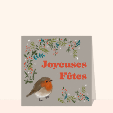 Joyeuses F&ecirc;tes avec un Rouge-gorge en F&ecirc;te