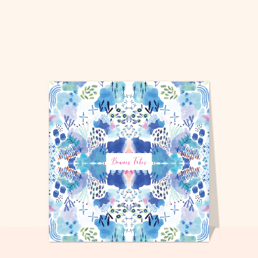 Bonnes F&ecirc;tes avec motifs floraux en bleu