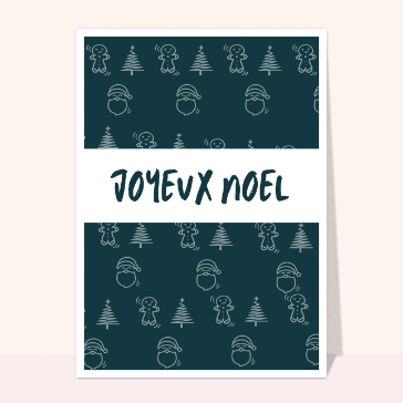 Joyeux No&euml;l avec sapins et bonhommes de pain d'&eacute;pice