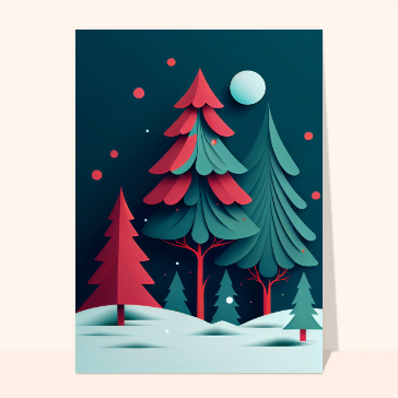Sapin en papier sous la lune d'hiver