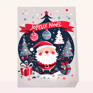 Joyeux No&euml;l avec le P&egrave;re No&euml;l et sapins color&eacute;s