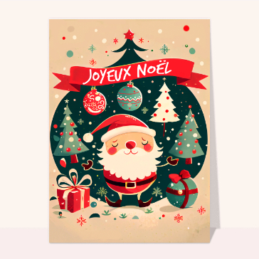 Joyeux No&euml;l avec le P&egrave;re No&euml;l et sapins festive