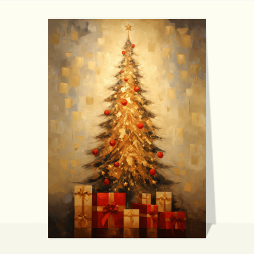 Sapin dor&eacute; et cadeaux scintillants