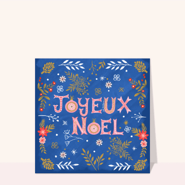 Joyeux No&euml;l avec fleurs et motifs color&eacute;s