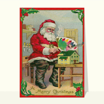 P&egrave;re No&euml;l peint une maison de f&ecirc;te